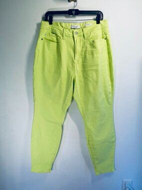 Judy Blue Womens Slim Fit Lime Green Jeans Size 14W Cotton Blend Stretchy Denim